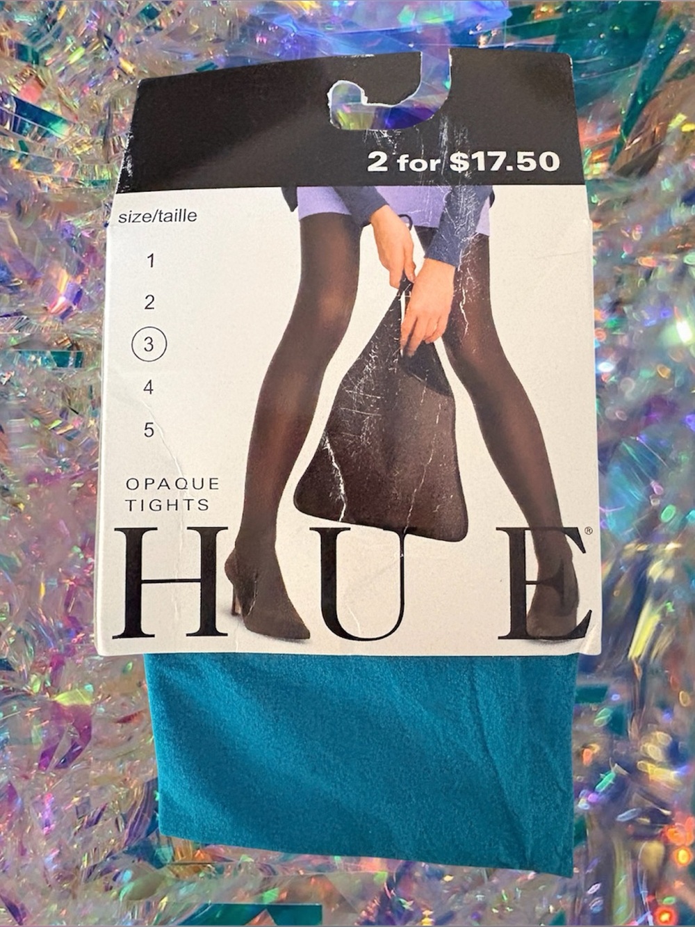 NWT Hue Teal Turquoise Blue Opaque Tights Size 3
